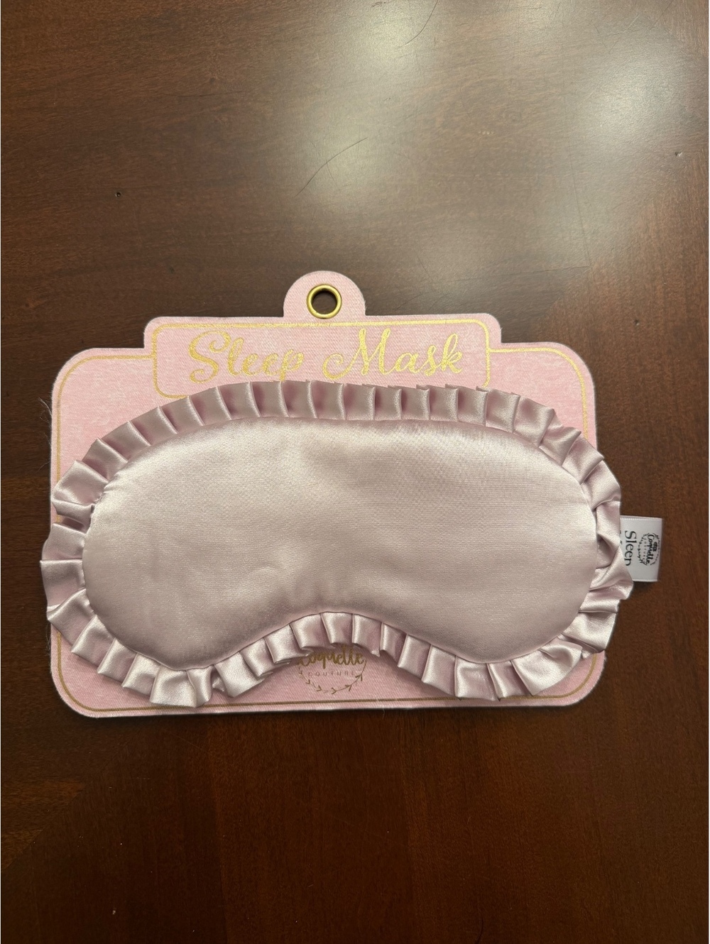 Pink Satin Sleep Mask with Ruffled Edges